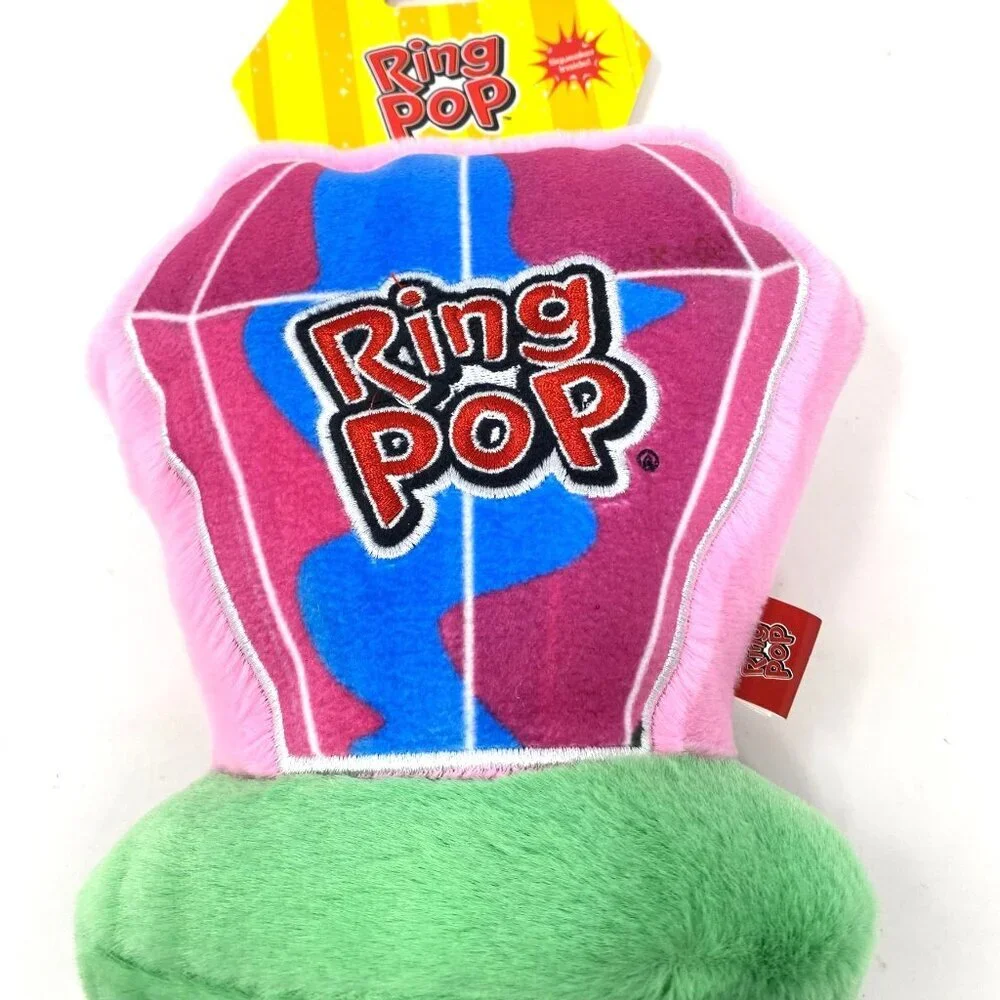 Bazooka Ring Pop Dog Plush Rope Toy Candy Theme Playtime Fetch Tug
